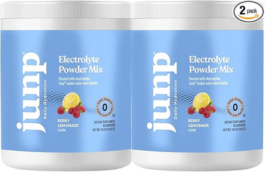 JUNP Electrolytes Powder No Sugar No Carbs – Fresh Ripe Berry Lemonade Drink Mix - Potassium & Salt Electrolyte Hydration Powder Zero Calorie Sugar Free Electrolyte Powder, Keto Friendly, 90 Servings (Pack of 2)