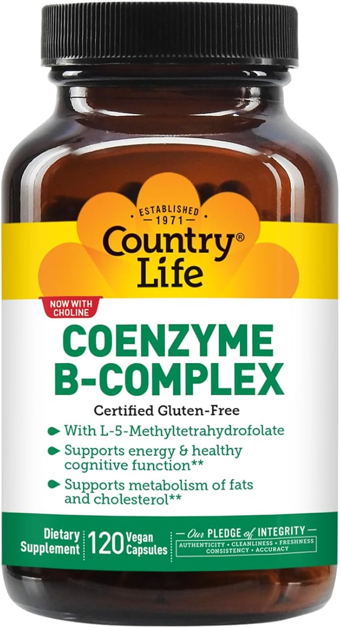 Country Life, Coenzyme B-Complex Vitamin, Support Energy and Metabolism, Daily Supplement, 120 ct