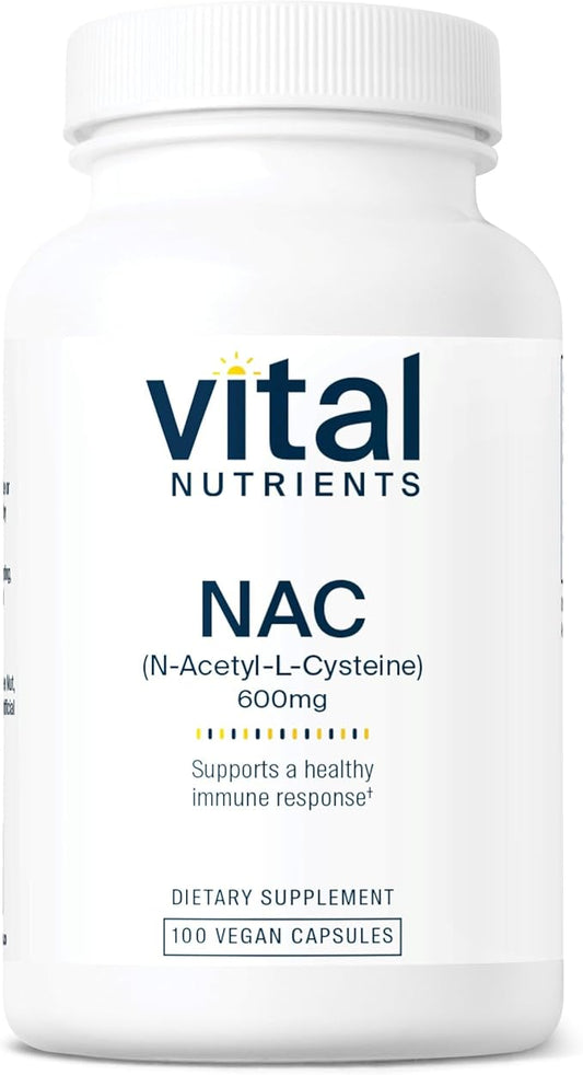 Vital Nutrients NAC 600mg | N-Acetyl Cysteine | Vegan NAC Supplement | Antioxidant for Sinus, Liver, Immune, and Respiratory Health* | Gluten, Dairy, Soy Free | 100 Capsules