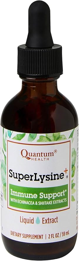 Quantum Health SuperLysine+ Liquid Immune Support Supplement - Powerful Lysine Echinacea Vitamin D3 Bee Propolis & Shitake Daily Wellness Blend for Women & Men, Fast Absorption - 2 Ounce