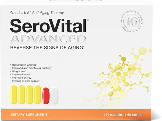 Serovital Advanced for Women - Anti-Aging Supplement for Women - HGH Supplements for Women - Skin Benefits, Energy, and Sleep - 30 Servings