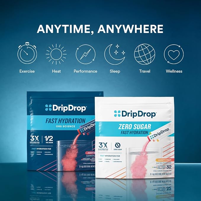 DripDrop Hydration - Bold Variety Pack - Electrolyte Drink Mix Single Serve Hydration Powder Packets - Watermelon, Berry, Lemon, Orange | Non-GMO, Gluten Free, Vegan | 80 Sticks