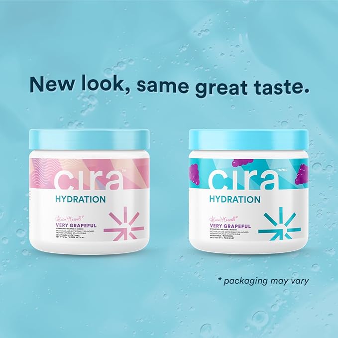 Cira Hydration Electrolyte Powder for Women (45 Servings) x Alicia McCarvell's Electrolyte Drink Mix with Himalayan Salt for Dehydration Relief - Very Grapeful
