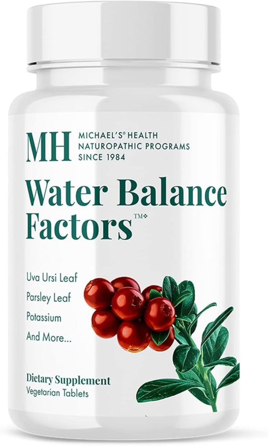 MICHAEL'S Health Naturopathic Programs Water Balance Factors - 90 Vegetarian Tablets - Helps Balance Fluid Levels - with Potassium & Vitamin B6 - Gluten Free, Kosher - 30 Servings