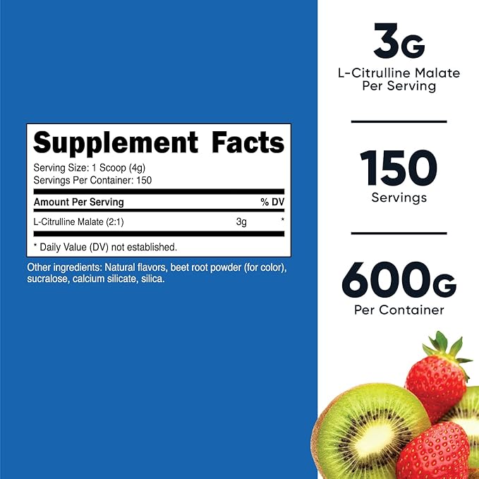 Nutricost L-Citrulline Malate 2:1 (600 Grams) (Strawberry Kiwi)