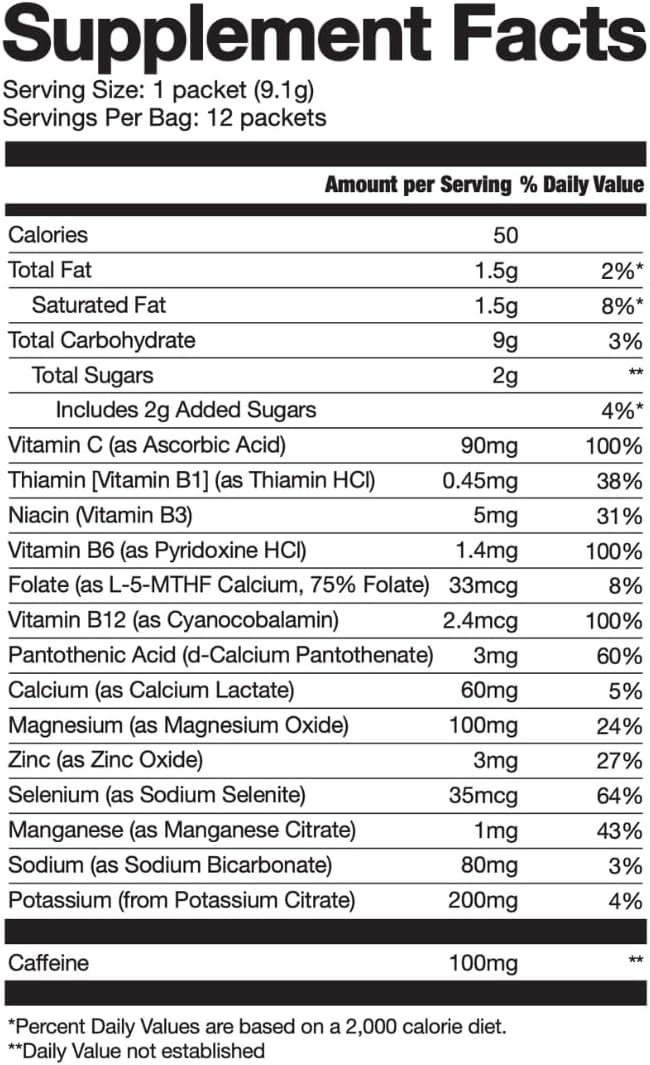 HALO Iced Caramel Latte - Energy Drink Powder – Healthy Coffee Mix for Hydration with Electrolytes, Caffeine, Vitamins and Minerals - 20 Calories - Keto and Low Calorie - 1 x 12 Sticks