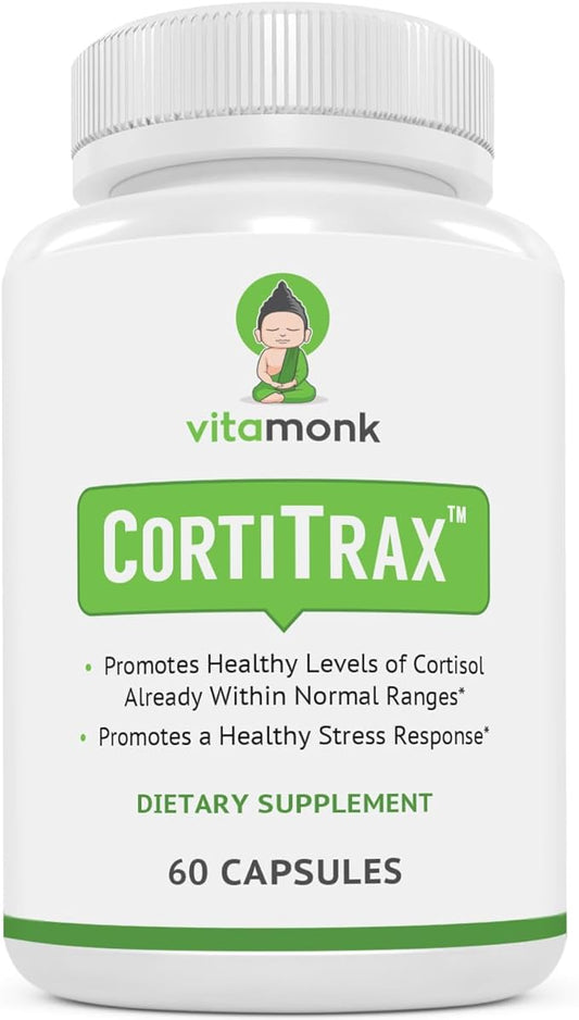 VitaMonk CortiTrax Natural Cortisol Blocker - Doctor Formulated Cortisol Manager, Cortisol Support & Cortisol Reducer (Already Within Normal Ranges)- 60 Capsule Cortisol Supplement