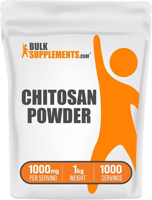 BulkSupplements.com Chitosan Powder - Chitosan 1000mg, Chitosan Supplements - Food Grade, Gluten Free & Soy Free, 1000mg per Serving, 1kg (2.2 lbs) (Pack of 1)