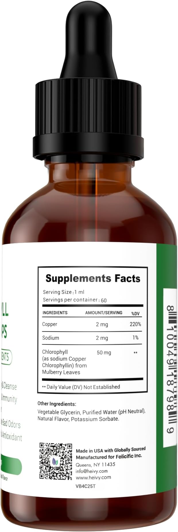 Chlorophyll Liquid Drops, Liquid Chlorophyll Supplement for Internal Deodorizer, Radiant Skin, Detox, Antioxidant, Immune Support, Gluten Free