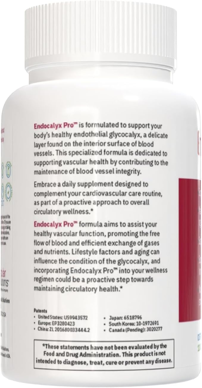 Endocalyx Pro - Vascular & Microcirculation Health Supplement 120 Capsules | Support Vascular Protection | Support Nitric Oxide Functions | Nourishes The Glycocalyx Structure
