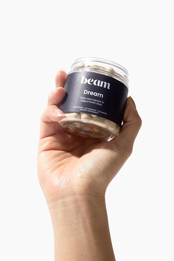 Beam Dream Sleeping Pills, Sleep Aid, Sleep Aids for Adults, Contains Magnesium, Melatonin, L Theanine, Apigenin, Natural Sleep Supplement, Vegan, Non GMO, Dairy Free, 3rd Party Tested, 30 Servings