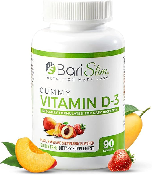 BariSlim Bariatric Vitamin D-3 Gummies - Specially Formulated Gummy Vitamin for Patients After Weight Loss Surgery - Easy to Digest and Great Tasting Fruit Flavors | 90 Fruit Chews