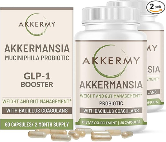 Akkermansia Probiotic for Healthy Weight - Naturally Increases GLP-1-120 Day Supply - Contains Bacillus Coagulans, Vitamins B2, D3 & Chromium - SIBO Friendly, Vegan & Gluten Free