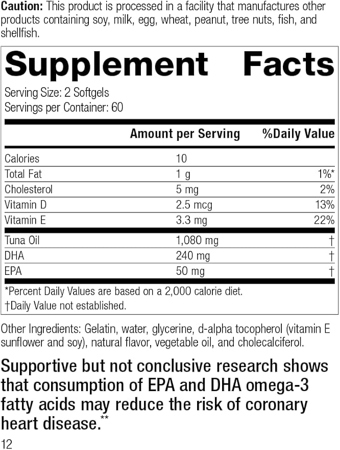 Standard Process Tuna Omega-3 Chewable - Whole Food Antioxidant, Brain Health and Brain Support, Skin Health and Hair Health with Tuna Oil - 120 Chewable Softgels