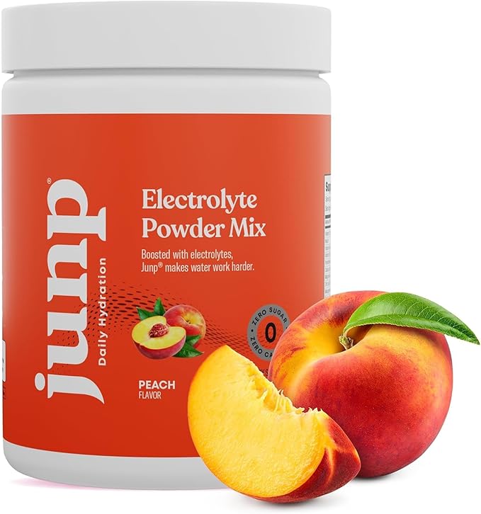 JUNP Electrolytes Powder No Sugar No Carbs – Orchard Fresh Juicy Peach Drink Mix - Potassium & Salt Electrolyte Hydration Powder Zero Calorie Sugar Free Electrolyte Powder, Keto Friendly, 180 Servings