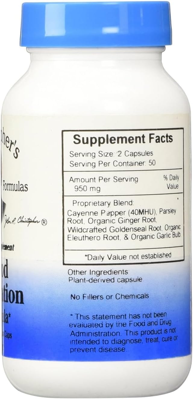 Christopher's Original Formulas Blood Circulation Formula Capsules, Herbal Supplement for Cardiovascular & Circulatory Wellness, 100 Capsules