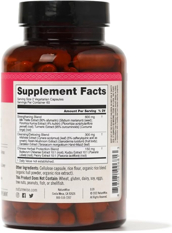 NatureWise Liver Detox Cleanse Supplement (60 servings) Triple Repair Formula with Milk Thistle, Turmeric, Reishi & Kudzu to Encourage Toxin Removal & Support Normal Function (120 Veg Capsules)