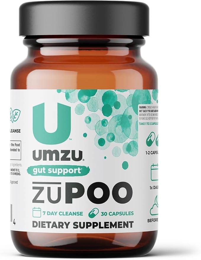 UMZU zuPOO Colon Health & Constipation Relief Supplement | Advanced Digestion Support with Apple Cider Vinegar, Ginger & Milk Thistle for Gas & Bloating (15 Day Supply | 30 Capsules)