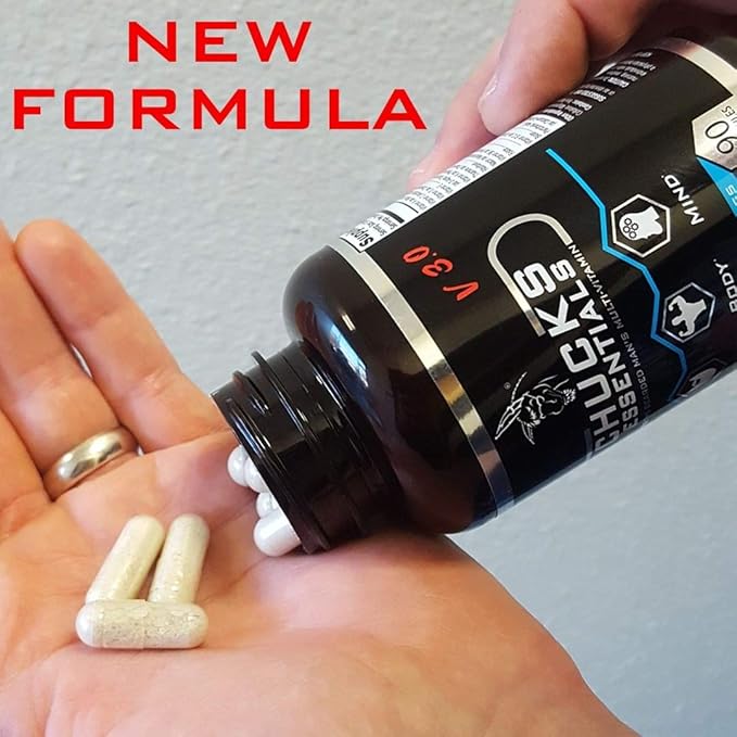 Chucks Essentials - The Bearded Mans Multivitamin, for Faster Growing Beard, Loaded with The Vitamins and Minerals Essential for Healthy, Thicker, Stronger, and Faster Growing Hair, 90 Capsules