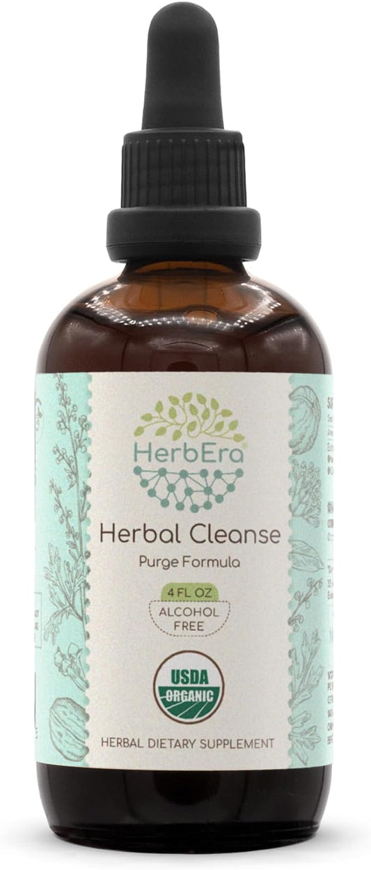 Herbal Cleanse Organic Alcohol-Free Tincture | Detox and Cleanse Formula, Extract Supplement | Organic Wormwood Herb, Black Walnut Hull, Cloves Flower Buds | Purge Extract (4 fl oz)