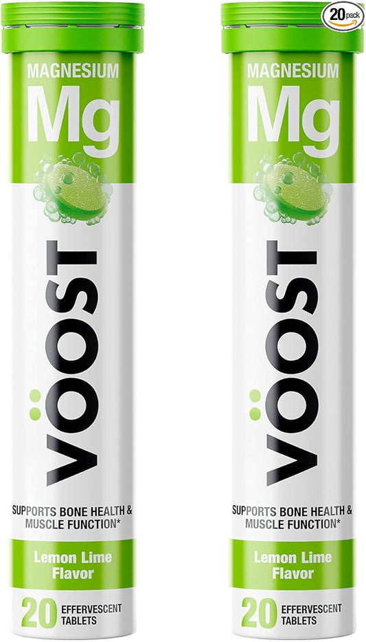 VOOST, Magnesium, Supports Bone Health and Muscle Health, Effervescent Vitamin Drink Tablet, No Sugar + Low Calorie Vitamin Supplement Blend, Lemon Lime Flavor, 40 Count