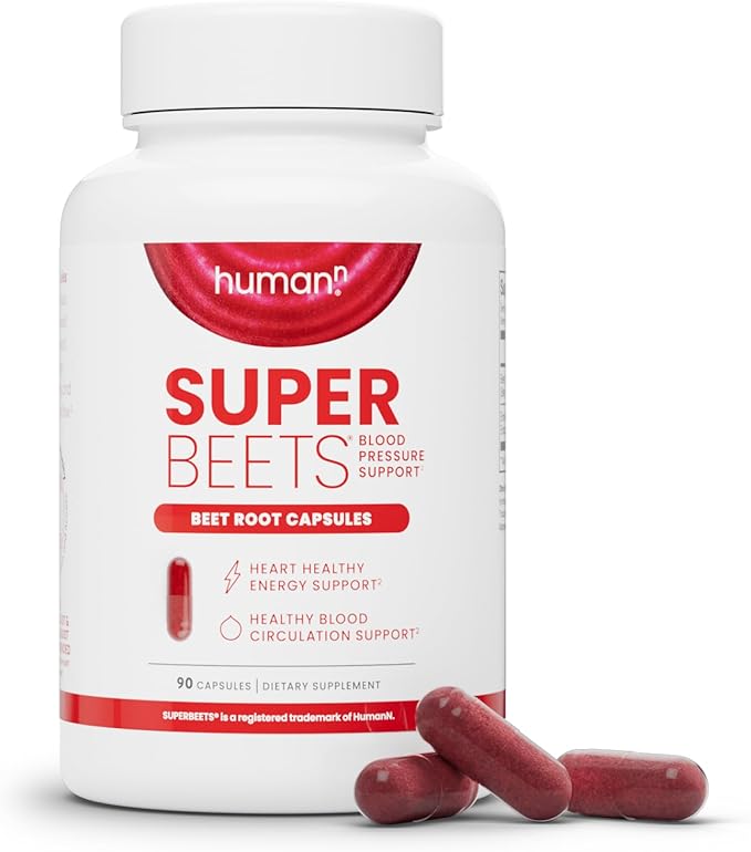 humanN SuperBeets Beet Root Capsules Quick Release 1000mg, Helps Support Nitric Oxide Production, Blood Pressure, Heart Health, Contains Beet Root Powder, Studied Antioxidants 90 Count Non-GMO Powder