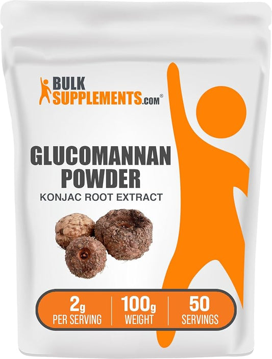 BulkSupplements.com Glucomannan Powder - Konjac Root Extract Powder, Fiber Supplement Powder, Konjac Powder - Gluten Free, 2g per Serving, 100g (3.5 oz) (Pack of 1)