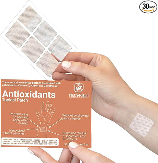 Antioxidants Topical Patch,Infused with VIT.C,CoEnzymeQ10,NADH,NAC,Quercetin,and Other Wellness Ingredients.Designed to give You a Boost (30/Pack).