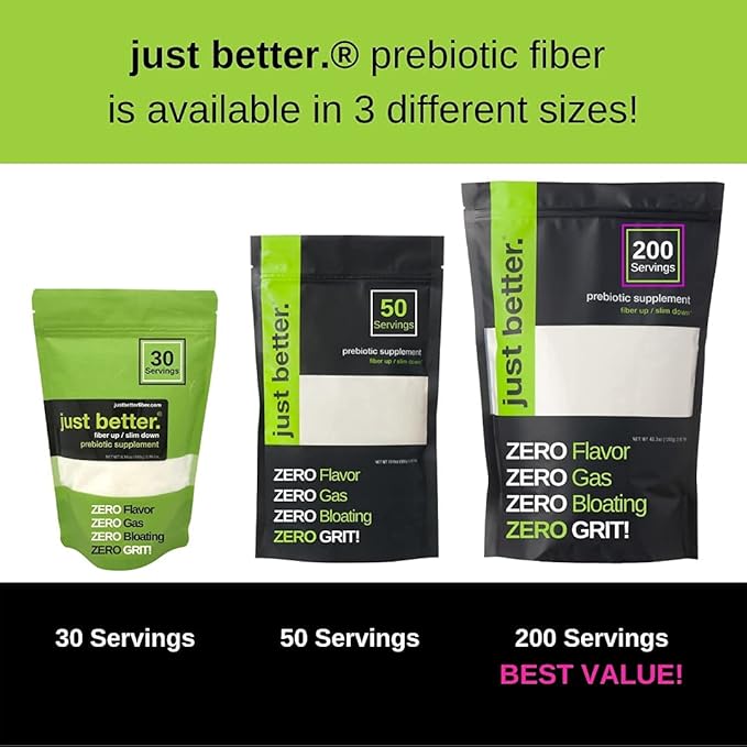 Prebiotic Fiber Supplement for a Healthy Gut | Fiber Powder with Zero Grit Zero Taste and No Bloating or Gas | Feel Full Faster | Keto Non-GMO Gluten Free Vegan 30 Servings
