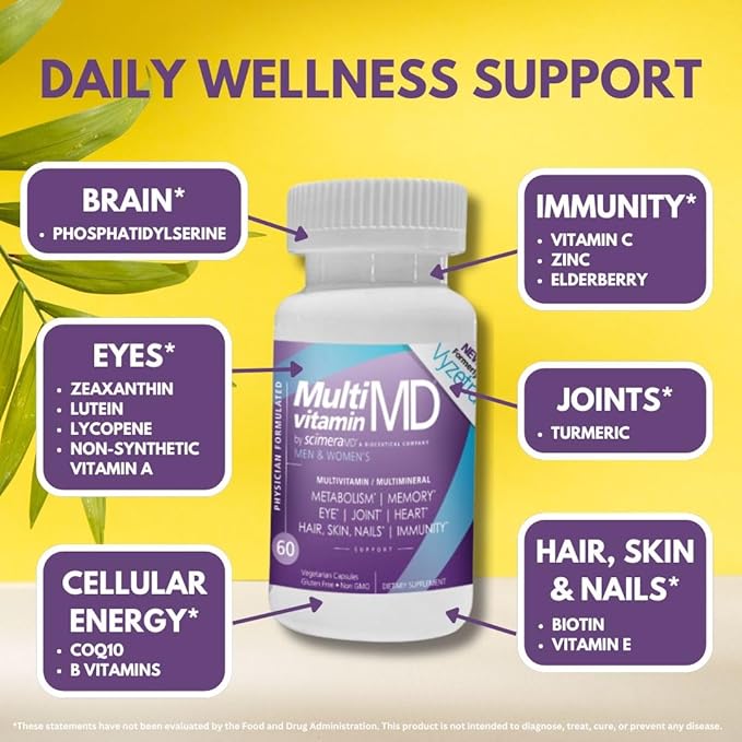 ScimeraMD® MultivitaminMD Full-Spectrum Supplement Capsule with Minerals, Antioxidants, and Superfood Combination for Metabolism, Joint Support, Hair, Skin, and Nails, 60 CT