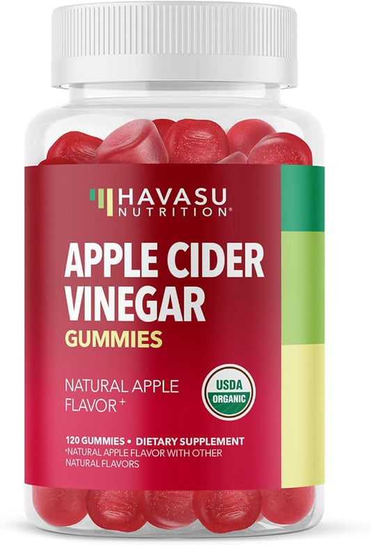 Organic Apple Cider Vinegar Gummies - ACV Gummies to Support Digestive Health and Gut Flora for Digestion - Natural Apple Flavor - 120 Organic, Vegan, and Non-GMO Apple Cider Vinegar Gummies