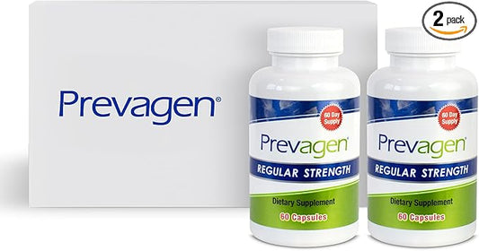 Prevagen Regular Strength 10mg, 60 Capsules |2 Pack| with Apoaequorin & Vitamin D with Attractive and Stackable Storage Box