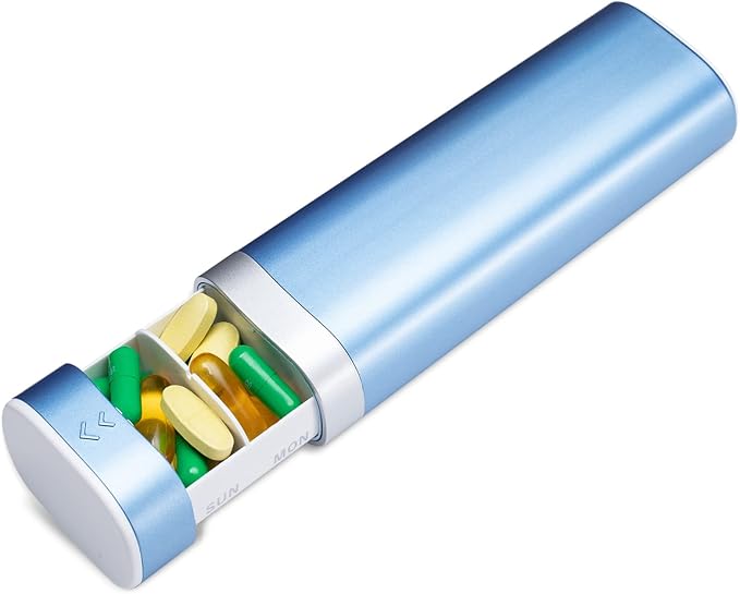 Weekly Pill Organizer 7 Day, Betife Daily Pill Box, Travel Pill Case, Cute Pill Holder to Hold Vitamins, Medicines, Supplements, Pills Organizer (Blue)