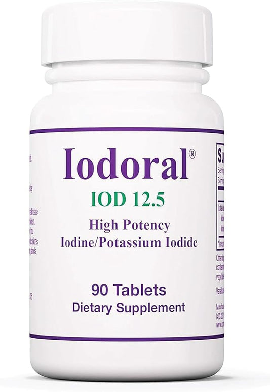 Optimox Iodoral 12.5mg Supplement – Iodine for Thyroid Support, Potassium Iodide Tablets, Lugol Solution, Daily Vitamins & Minerals - 90 Count
