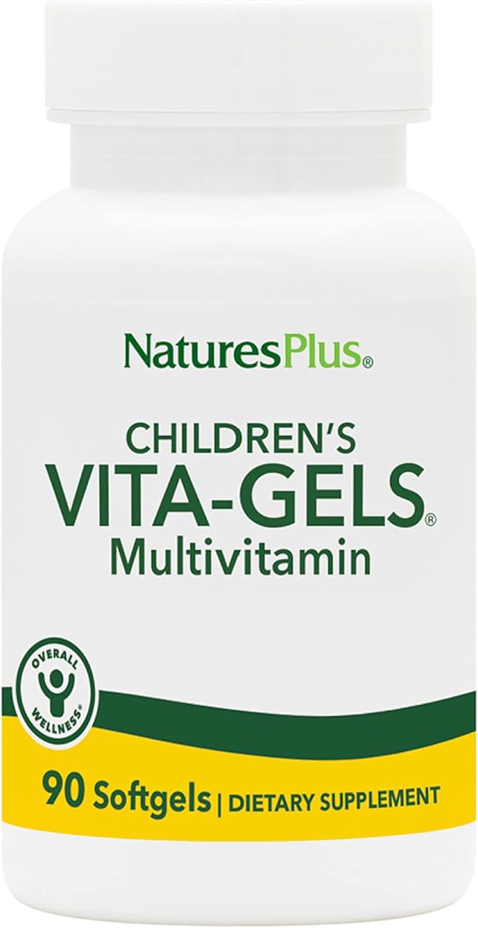 Natures Plus Childrens Vita-Gels - 90 Easy to Swallow Softgels - Natural Orange Flavor - Childrens Multivitamin & Mineral Supplement for Health, Energy - Gluten-Free - 90 Servings