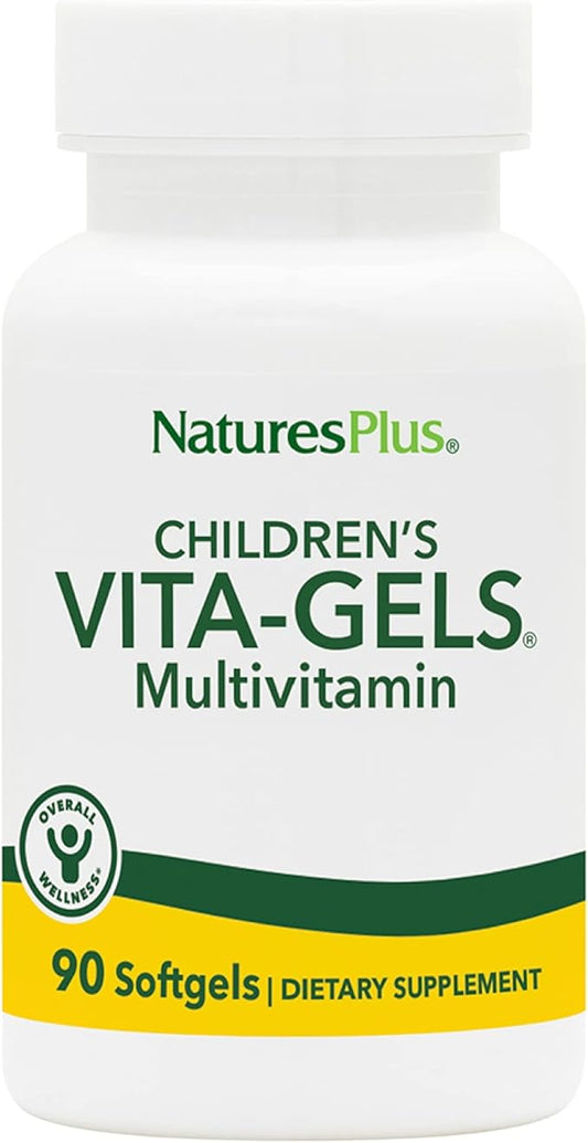 Natures Plus Childrens Vita-Gels - 90 Easy to Swallow Softgels - Natural Orange Flavor - Childrens Multivitamin & Mineral Supplement for Health, Energy - Gluten-Free - 90 Servings