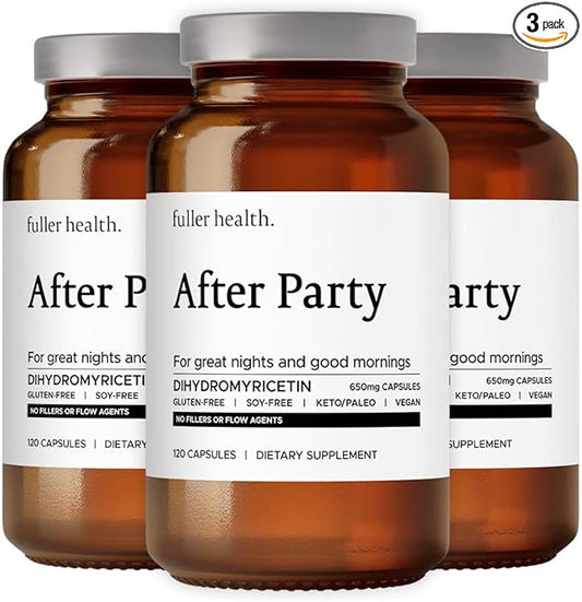 After Party DHM Dihydromyricetin Supplement | Supports Liver, Metabolism, Energy Levels, Post-Celebration Relief | Feel Refreshed, 650mg Per Pill | 3 Bottles, 72 Servings