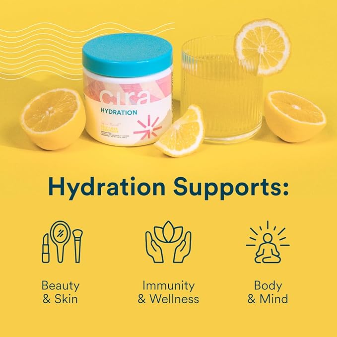Cira Hydration Electrolyte Powder for Women (45 Servings) x Alicia McCarvell's Electrolyte Drink Mix with Himalayan Salt for Dehydration Relief - Self Love Lemonade