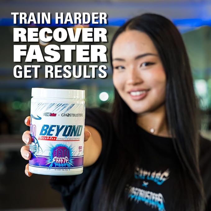 EHP Labs x Ghostbusters Beyond BCAA Powder Amino Acids Supplement for Muscle Recovery - Sugar Free BCAAs Amino Acids Post Workout Recovery Powder & EAA Amino Acids Powder - 60 Servings (Ecto Freeze)