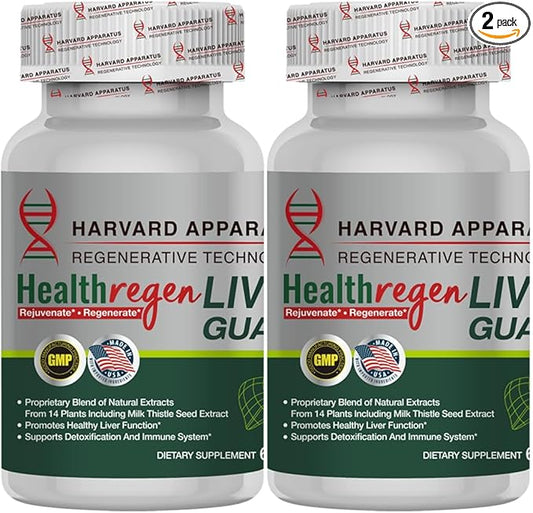 Harvard Apparatus Regenerative Liver Guard 120 Tablets - Liver Cleanse Detox & Repair, Fatty Liver Support Renew Supplement, 14+ Herbs with Silymarin Milk Thistle, Artichoke, Dandelion and More