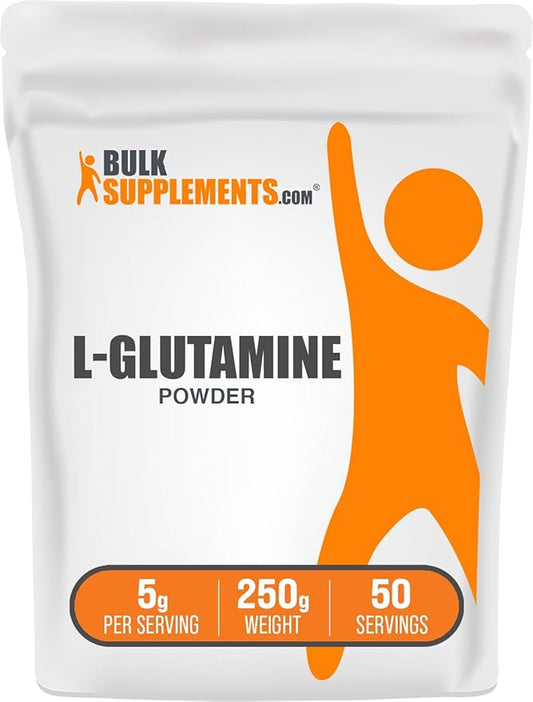BulkSupplements.com L-Glutamine Powder - Glutamine Supplement, L-Glutamine 5000mg, L Glutamine Powder - Unflavored & Gluten Free, 5000mg per Serving, 250g (8.8 oz) (Pack of 1)