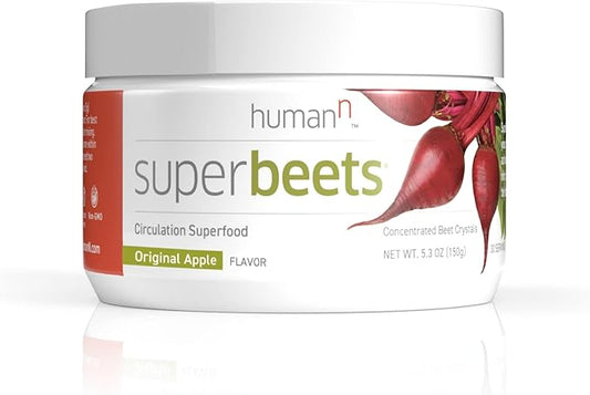 HumanN SuperBeets Beetroot Powder - Nitric Oxide Boost for Blood Pressure, Circulation & Heart Health Support - Non-GMO Superfood Supplement - Original Apple Flavor, 30 Servings