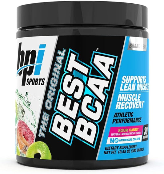 BPI Sports Best BCAA - BCAA Powder - Branched Chain Amino Acids - Muscle Recovery - Muscle Protein Synthesis - Lean Muscle - Improved Performance – Hydration – Sour Candy - 35 Servings - 12.34 oz.