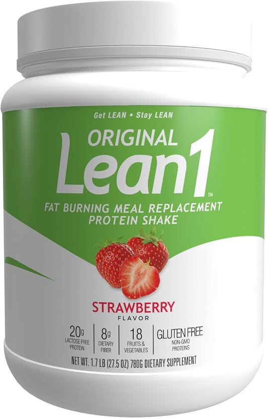 Nutrition 53 Lean 1 Meal Replacement Powder for Weight Loss, Fat Burner, Appetite Control Regular Tub 2500cc Strawberry (15 Servings)