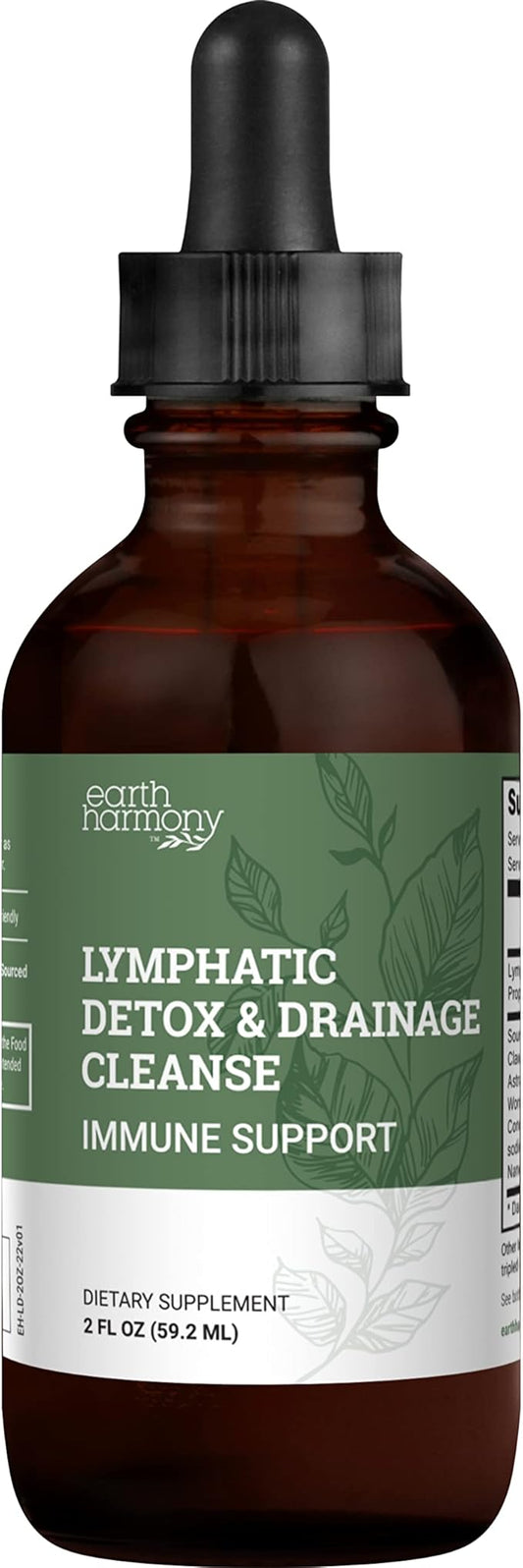 Earth Harmony Lymphatic Drainage Drops, Lymph Detox - Lymphatic Drainage Supplement with Soursop, Cat's Claw Bark, Astragalus, Wormwood, Lymph Node Detox, Lymphatic Support Cleanse Detox (2 Oz)