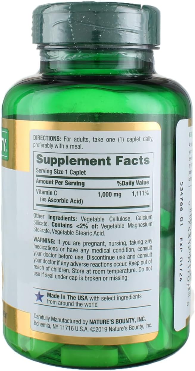 Nature's Bounty Vitamin C 1000 mg Immune Health Caplets 100 ea ( Pack of 6)