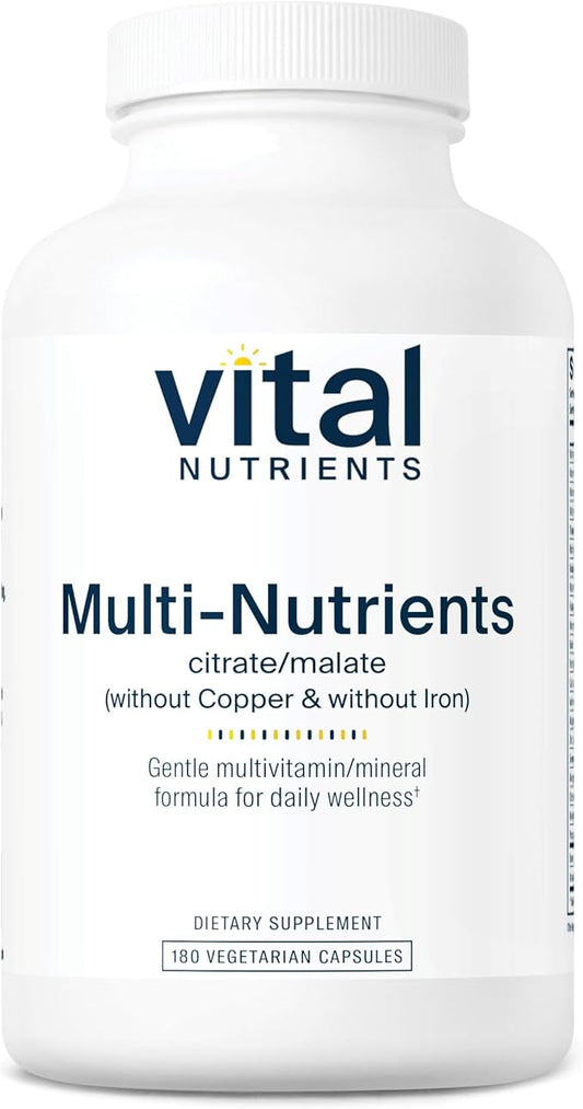 Vital Nutrients Multi-Nutrients 3|Vegetarian Multivitamin|Citrate/Malate Formula|Without Copper or Iron| Multi Vitamin, Mineral, & Antioxidant Supplement| Gluten, Dairy, Soy Free|Non-GMO|180 Capsules