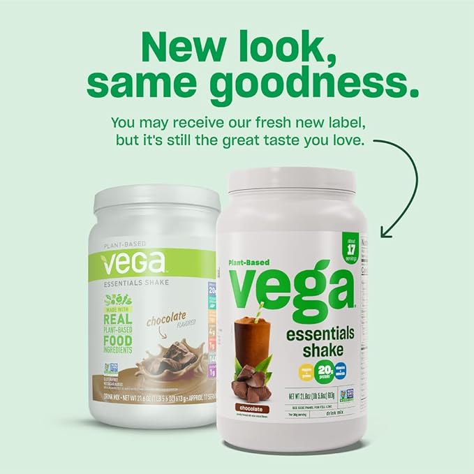 Vega Essentials Plant Based Protein Powder, Vanilla - Vegan, Superfood, Vitamins, Antioxidants, Keto, Low Carb, Dairy Free, Gluten Free, Pea Protein for Women & Men, 1.3 lbs (Packaging May Vary)