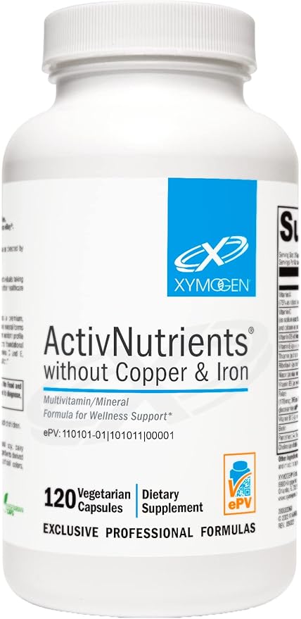 XYMOGEN ActivNutrients Without Copper & Iron - Multimineral Multivitamin for Men + Women with Folate, B12, Zinc and Vitamin C, Beta Carotene, Selenium Supplement - Daily Multivitamin (120 Capsules)