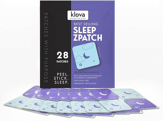 Klova Sleep Support Patches with Ashwagandha, L-Theanine, Hops, Melatonin, Valerian, GABA and Other Natural Ingredients: for Falling Asleep Faster, Staying Asleep Longer & Eliminating Groggy Mornings